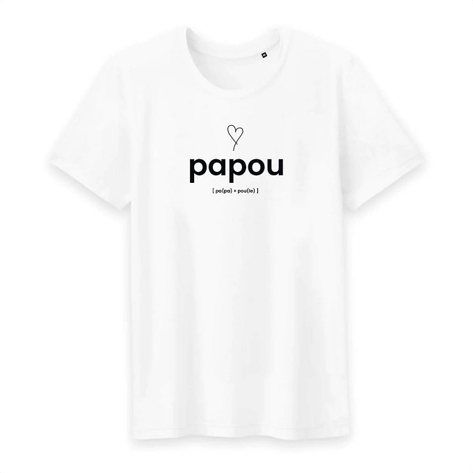 T-shirt papa message "Papou" - Coton Bio